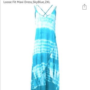 High-low aqua tie dye maxi dress